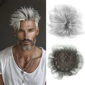 Pozostałe akcesoria fryzjerskie - TEMU Krótki top perukowy dla mężczyzn - Peruka syntetyczna blond z klipsem do ukrywania białych włosów, ręcznie robiona peruka w stylu cut do - miniaturka - grafika 1