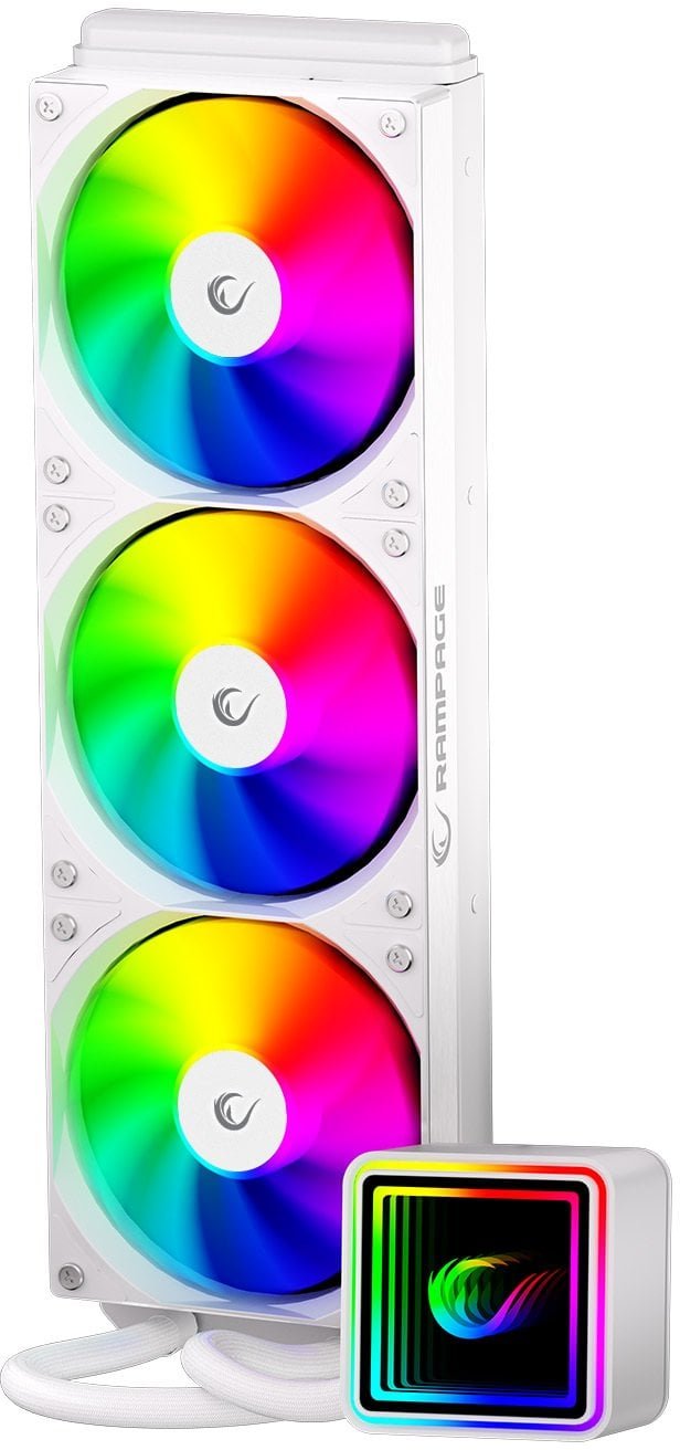 Chłodzenie wodne Rampage INFINITE V360 Chłodzenie wodne 360MM ARGB, miernik temperatury, białe INFINITEV360-WHITE