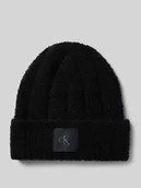 Czapki damskie - Czapka beanie z efektem bouclé i naszywką z logo - miniaturka - grafika 1