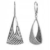 Kolczyki - Kolczyki Srebrne Wiszące Piękne Ażurowe Przestrzenne Srebro 925 - miniaturka - grafika 1