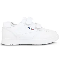 Sneakersy męskie - Buty Trampki Sportowe Na Rzepy Ze Skóry Ekologicznej Wygodne Modne Lekkie Miejskie Sneakersy Męskie Białe Menos 41 - miniaturka - grafika 1