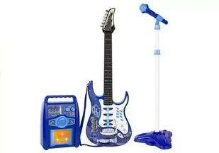 Lean Toys Gitara z mikrofonem strunami wzmacniaczem - Instrumenty muzyczne dla dzieci - miniaturka - grafika 1
