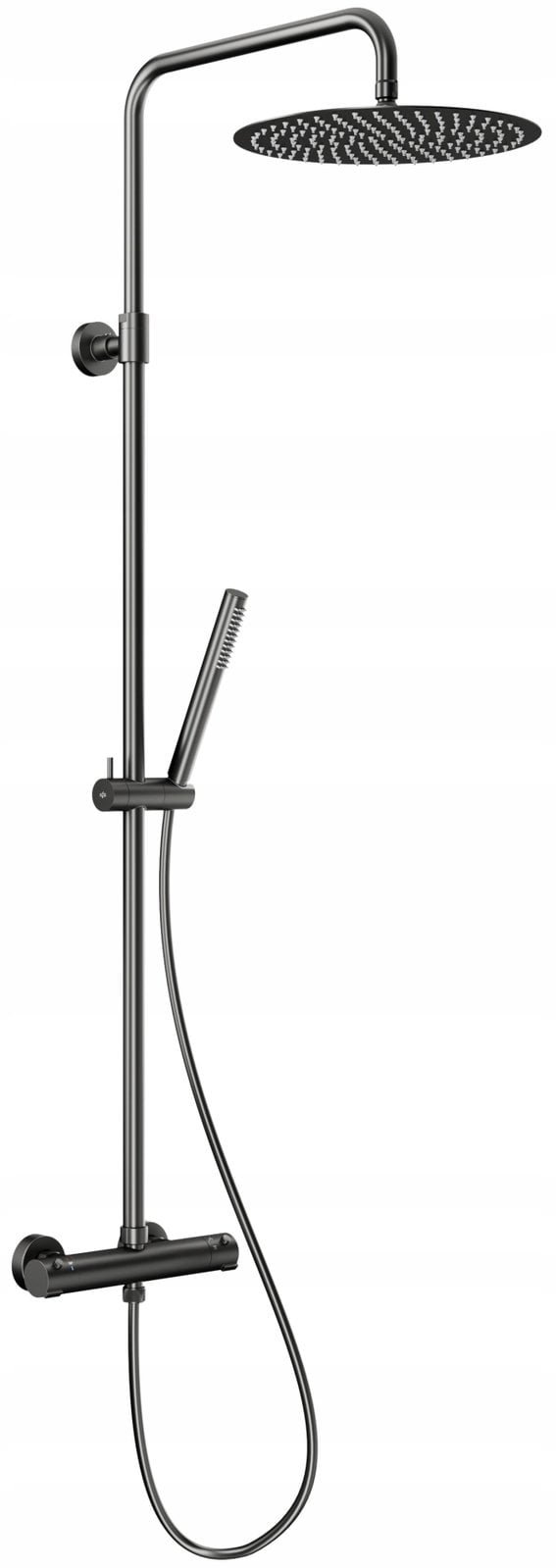 Zestaw prysznicowy KFA 5736-921-61 / MOZA / DESZCZOWNIA WANNOWA Z DŁUŻSZYM DRĄŻKIEM, Z BATERIĄ NATRYSKOWĄ TERMOSTATYCZNĄ, GUN METAL GREY PVD