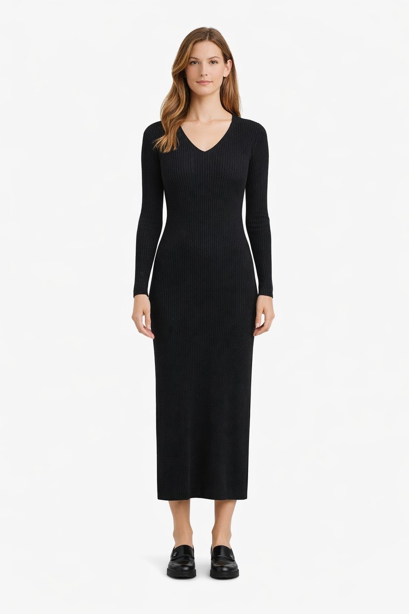 CALVIN KLEIN JEANS CZARNA PROSTA SUKIENKA Z DŁUGIM RĘKAWEM L I3A