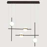 Lampy sufitowe - Geometryczna wisząca lampa Cuba z mlecznymi kloszami LED - miniaturka - grafika 1