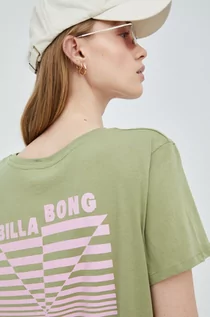 Koszulki i topy damskie - Billabong t-shirt bawełniany kolor zielony - grafika 1