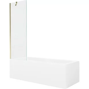 Mexen Cubik wanna prostokątna 170 x 70 cm z obudową i parawanem 1-skrzydłowym 60 cm, transparent, złoty - Wanny - miniaturka - grafika 1