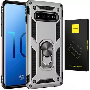 ETUI PANCERNE SPACECASE RING NX UCHWYT MAGNETYCZNY RING CASE OBUDOWA PLECKI GALAXY S10+ SREBRNY - Etui i futerały do telefonów - miniaturka - grafika 1