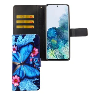Etui na telefon Samsung Galaxy S20 Plus z klapką i kieszenią na kartę niebieski motyl - Etui i futerały do telefonów - miniaturka - grafika 1