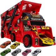 Zabawki konstrukcyjne - Tir Laweta + 6 Autka Resoraki Ciężarówka Wyrzutnia Kruzzel - miniaturka - grafika 1