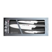 Noże kuchenne - Global Ukon Zestaw Nóż Szef kuchni 20 cm + Nóż uniwersalny 15 cm + Nóż do obierania 9 cm - miniaturka - grafika 1