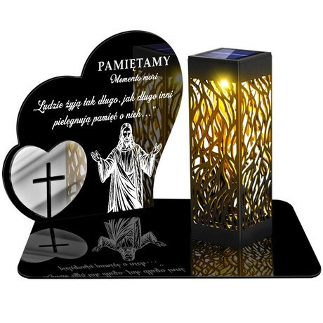 ZNICZ SOLARNY LED WIECZNY PODSTAWKA NA CMENTARZ GRÓB lampka Serce 3D