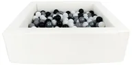 Suche baseny - Kwadratowy suchy basen z ekoskóry z 300 piłeczkami (biały/czarny, biały, szary, srebrny) - miniaturka - grafika 1