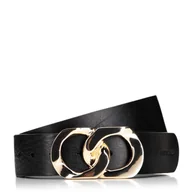 Paski - Damski pasek skórzany z dekoracyjną klamrą czarny - Wittchen - miniaturka - grafika 1