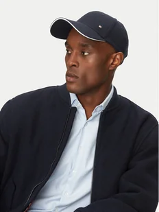 Tommy Hilfiger Czapka z daszkiem Corp Flannel AM0AM13164 Granatowy - Czapki męskie - miniaturka - grafika 1