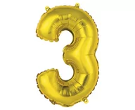 Balony i akcesoria - GoDan Balon foliowy cyfra 3, 14", złota FG-C35Z3 - miniaturka - grafika 1