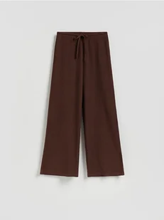 Reserved - Strukturalne spodnie - brązowy - Spodnie damskie - miniaturka - grafika 1