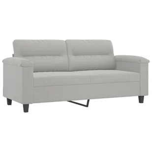 2-osobowa sofa z poduszkami, jasnoszara, 140 cm, mikrofibra - Sofy i kanapy - miniaturka - grafika 5