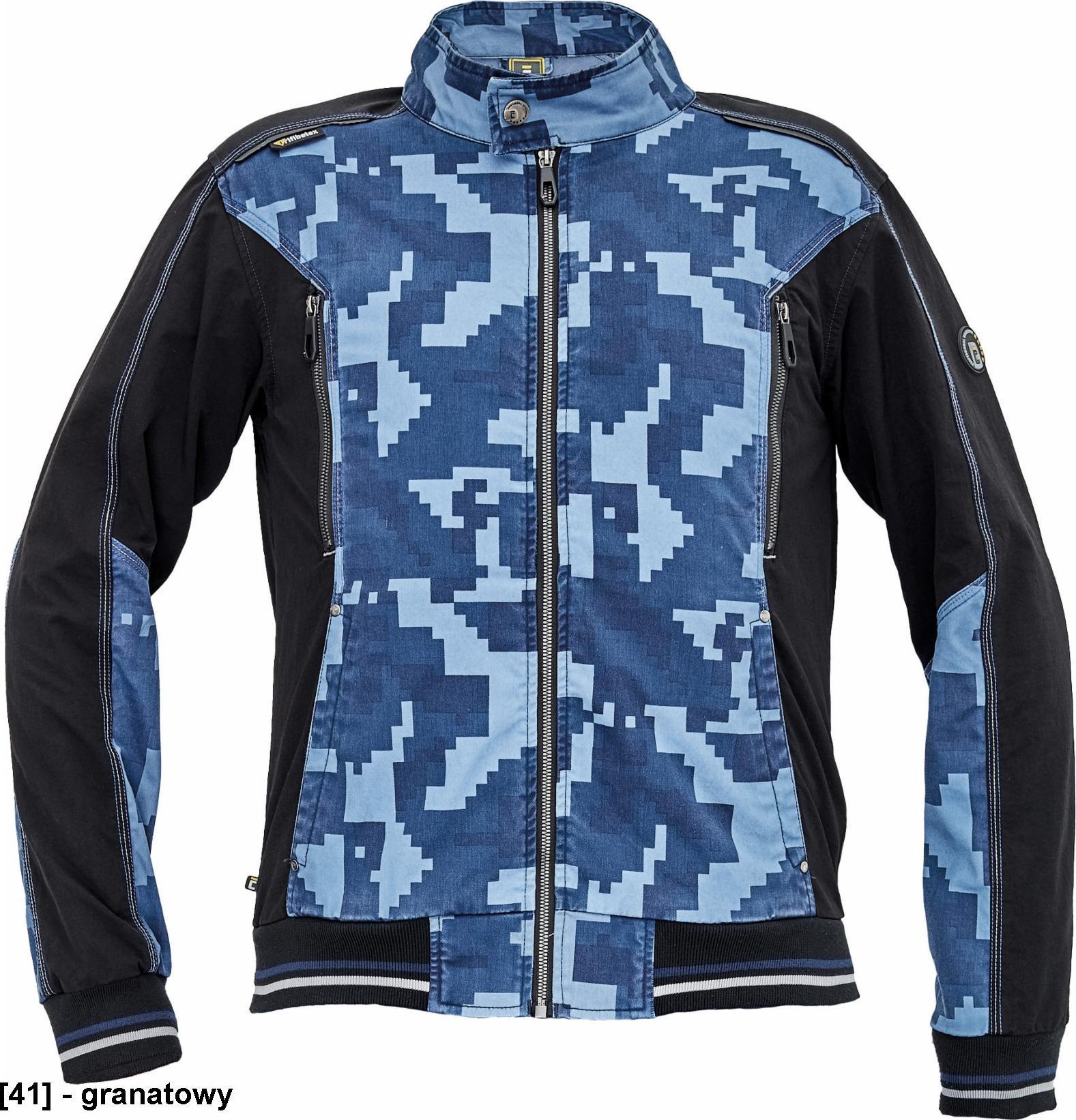 CERVA NEURUM CAMOUFLAGE kurtka - męskia kurtka robocze ze stójką, 4 kieszenie, elastyczny materiał Trifibetex, nadruk moro, odblaski - granatowy 64