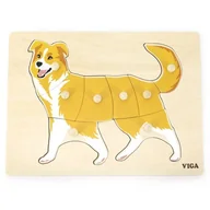 Puzzle - VIGA Toys Drewniane Puzzle Montessori Pies z Pinezkami - miniaturka - grafika 1