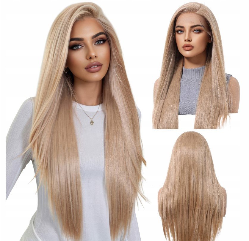Peruka długa blond ombre lace front