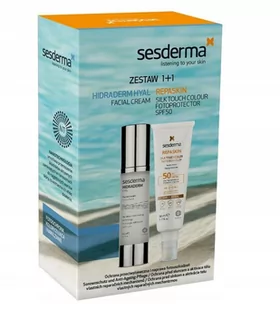 Sesderma promocyjny zestaw - Repaskin Silk Color Facial SPF50+ Hidraderm Hyal Krem do twarzy 50 ml - Balsamy i kremy do opalania - miniaturka - grafika 1