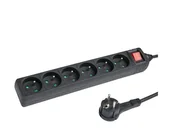 Listwy zasilające - HAMA Listwa zasilająca Standard 6gn, 1.5m, czarna - miniaturka - grafika 1