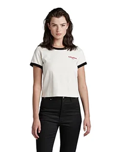 G-STAR RAW Cropped Baby Brother Ringer Top damski, Wielokolorowy (Milk/Dk Black D22790-d274-8751), L - Koszulki i topy damskie - miniaturka - grafika 1