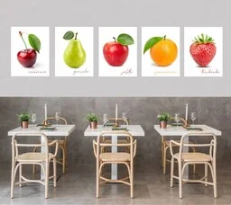Zestaw 5 naklejek: Owoce- naklejki na ścianę - Pomoce naukowe - miniaturka - grafika 1