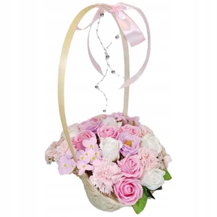 Bukiet Kosz z różami mydlanymi kwiaty mydlane WYJĄTKOWY Prezent dla Kobiety - Sztuczne kwiaty - miniaturka - grafika 1