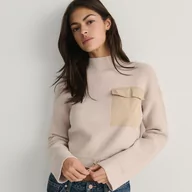 Swetry damskie - Reserved - Sweter z półgolfem - Kremowy - miniaturka - grafika 1