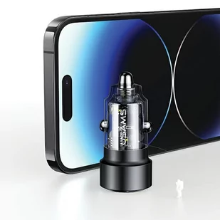 USAMS Ład. sam. C39 USB+USB-C 60W Fast Charge czarny/black CC208CC01 (US-CC208) - Ładowarki samochodowe - miniaturka - grafika 3