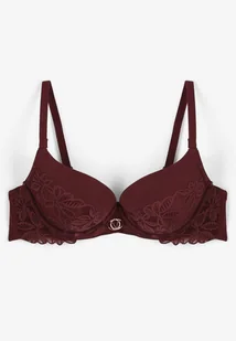 Ciemnofioletowy Biustonosz Push Up z Koronkowymi Detalami Mailese - Biustonosze - miniaturka - grafika 1