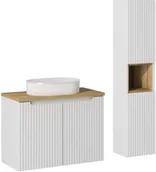 Meble łazienkowe - Zestaw meblowy 80cm z umywalką nablatową i szafką wysoką - miniaturka - grafika 1