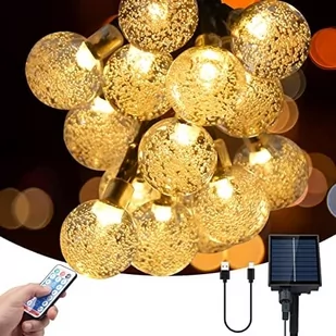 Łańcuchy Świetlne Na Energię Słoneczną, 60 Diod Led Światła Ogrodowe Zasilane Energią Słoneczną/Usb Z Pilotem, Ip65 Wodoodporna Kryształowa Kula Zew.. - Oświetlenie świąteczne - miniaturka - grafika 1