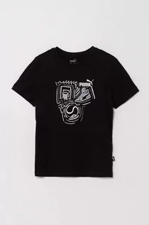 Koszulki dla dziewczynek - Puma t-shirt bawełniany dziecięcy GRAPHICS Year of Sports B kolor czarny z nadrukiem - grafika 1