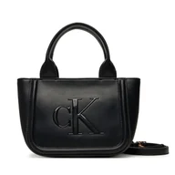 Torebki damskie - Torebka Calvin Klein Bold Ck Small Tote With Strap LV04F3219G Czarny - miniaturka - grafika 1