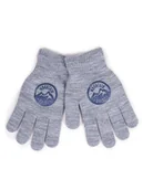 Rękawiczki dla dzieci - Rękawiczki Chłopięce Pięciopalczaste Szare Z Górami 16 Cm Yoclub - miniaturka - grafika 1