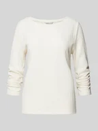 Bluzy damskie - Bluza o kroju shaped fit z fakturą i rękawem o dł. 3/4 - miniaturka - grafika 1