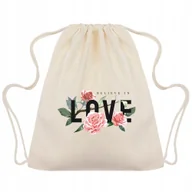 Plecaki szkolne i tornistry - WORKOPLECAK BEŻOWY Do Szkoły Na Buty MIŁOŚĆ Wzory - miniaturka - grafika 1