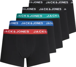 JACK&JONES bokserki męskie, 5-pak - JACHUEY TRUNKS, bawełna stretch czerwony/niebieski/petrol/czarny M - Majtki męskie - miniaturka - grafika 1