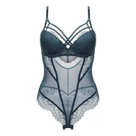 Body - Body bieliźniane z koronką i paseczkami - miniaturka - grafika 1