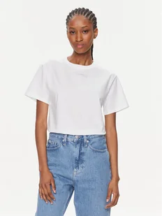 Calvin Klein T-Shirt Micro Logo K20K206629 Biały Regular Fit - Koszulki i topy damskie - miniaturka - grafika 1