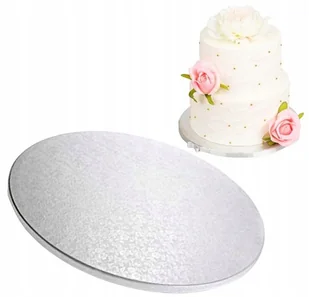 Podkład pod tort gruby srebrny okrągły podkładka pod tort sztywny 38cm - Dodatki do ciast w proszku - miniaturka - grafika 1