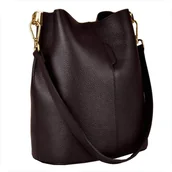 Plecaki worki - VEZZE Torebka ze skóry naturalnej worek brąz czekolada - miniaturka - grafika 1