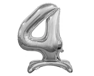 Balony i akcesoria - Godan Balon foliowy cyfra 4 srebrna - 74 cm BC-ASS4 - miniaturka - grafika 1