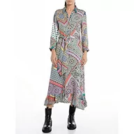 Sukienki - Replay Damska sukienka maxi, 010 Black/Multicolor, M - miniaturka - grafika 1