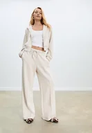 Bluzy damskie - Stradivarius Miękka bluza na suwak Szary M - miniaturka - grafika 1