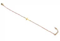 Bransoletki - DELIKATNA BRANSOLETKA RÓŻ KRZYŻ KRZYŻYK ZŁOTA STAL - miniaturka - grafika 1