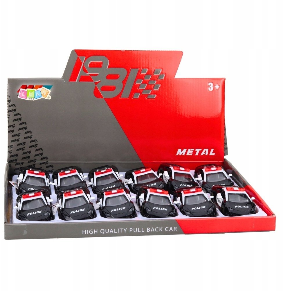 LeanToys Autko Policyjne Sportowe Samochód Z Napędem Metalowy Pull-Back Czarny 1:43